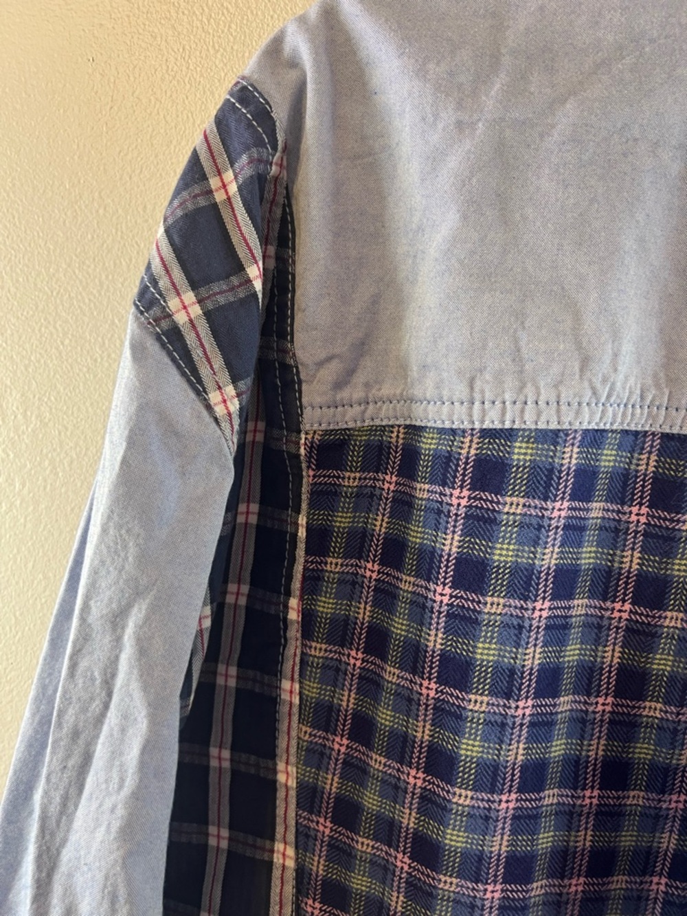 Free People We The Free Argyle Plaid Patchwork Button-Down Shirt - Picture 14 of 14